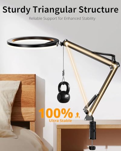 Image of SHOPEE 10'' Ring Light with Overhead Phone Mount, LED Selfie Light with Stand and Phone Holder for iPhone and Laptop, Desk Light for Video Recording, Zoom Meeting, Live Streaming, Tiktok, YouTube