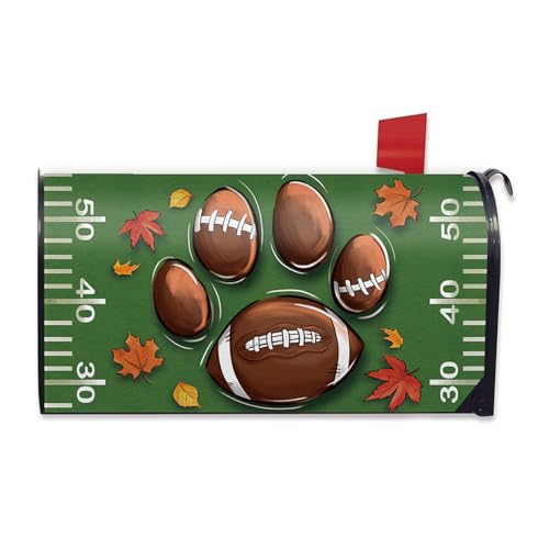 FBCOO Fall Football Cat Dog Paw Mailbox Cover Magnetic Standard Size by FBCOO - Used condition - US$12.94
