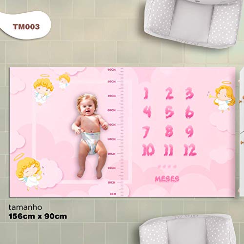 Tapete Cenário para Mesversário de Bebê Anjo Rosa