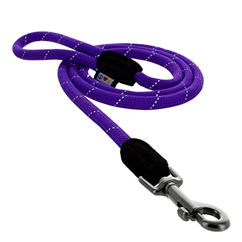 Pawtitas 6FT Training Dog Leash Durable Medium Rope Leash for Dogs Premium Quality Heavy Duty Rope Lead Strong and Comfortable - Purple Puppy Leash