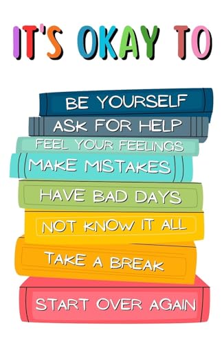 School Mental Health Decor It Is Ok To Be a Book Lover Inspirational Wall Art for Classroom or Counseling Office(Framed,16x24inc