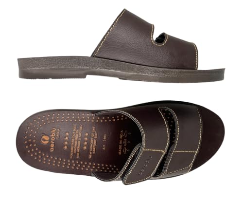 Image of AEROBLU Comfortable Flat Slippers for Men | Dual Adjustable Velcro Strap | Anti SKid & Lightweight Slip-On Flats for Indoor & Outdoor use