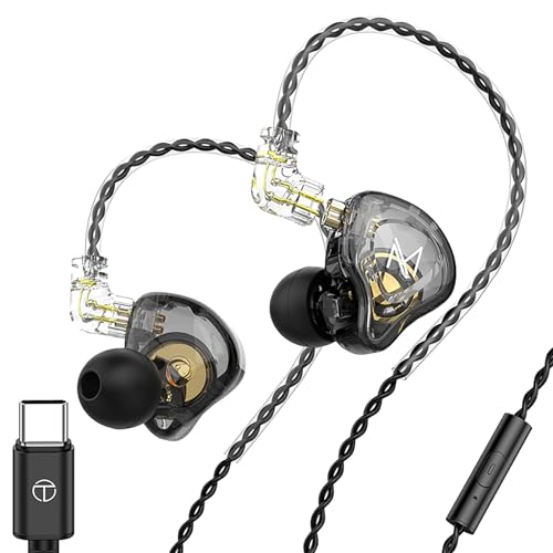 Écouteurs intra-auriculaires de 10 mm TRN MT1 avec câble amovible de 0,75 mm type C audio filaire noir