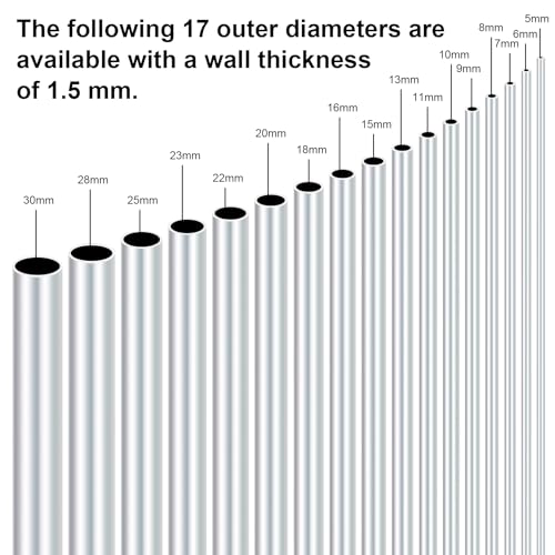 iMeistek 6063 Aluminium-Rundrohre, 5 mm Außendurchmesser, 2 mm Innendurchmesser, 300 mm Länge, 1,5 mm Wand, nahtlos, gerade, Aluminiumrohre (3 Stück)