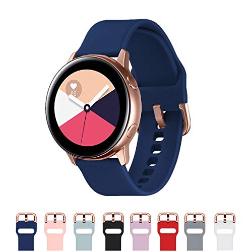 Teckmico Galaxy Watch Active Bands,20Mm Quick Release Bands Compatible For Samsung Galaxy Watch Active (40Mm)/Galaxy Watch(42Mm)/Gear Sport With Rose Gold Watch Buckle (Navy Blue, Large) #TOP1