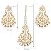 Aheli Bollywood Ethnic Chandbali Style Big Earrings Maang Tikka Set Traditional Fashion Jewelry for Women (White)
