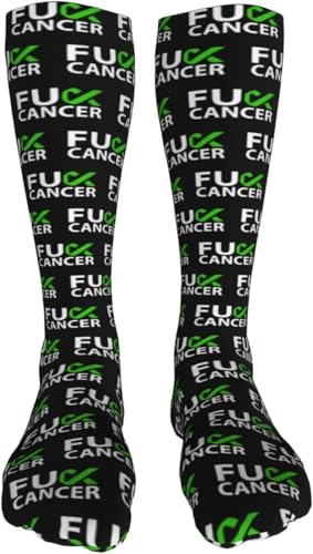 Fuck Lymphoma Cancer Lime Green Ribbon Men's Casual Long Socks Winter Warm