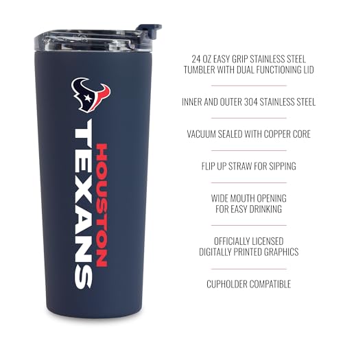 Image of Rico Industries NFL Football 24oz Stainless Steel Tumbler with Lid and Dual Functioning Lid