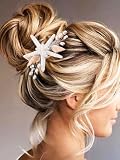 Brishow White Starfish Hair Clip with Pearl and Seashell, Beach Wedding Hair Accessories for Women