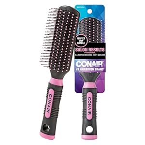 Conair Salon Results Hairbrush – Hair brush for Men and Women – Detangling – suitable for all hair types -features Nylon Bristles – Pink/Black