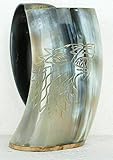 D3 MART Cow Ox Horn Viking Drinking Mug Cups Ale Beer Wine Goblet Tankard Viking Beaker