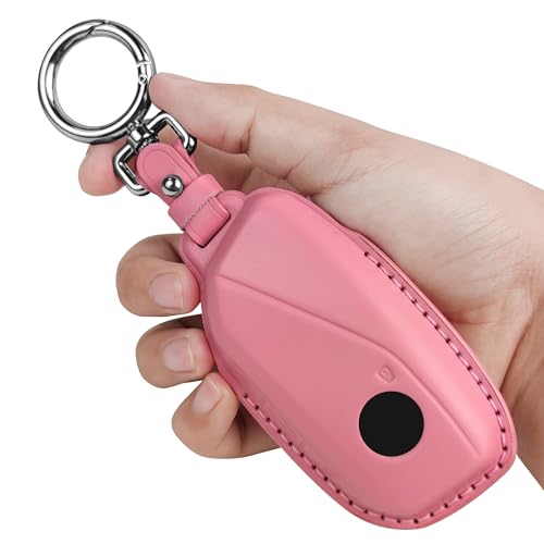Coque clé BMW en cuir rose contre les rayures, étui de protection Tukellen Série 5 X5 iX