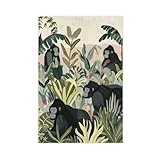 Póster de lienzo con diseño de gorilas y pasteles de selva, para decoración de pared, pinturas para sala de estar, dormitorio, 20 x 30 cm