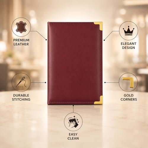 Image of Premium Bill Holder Set of 6 - Leather Bill Holder /Folder for Restaurants, Cafes, Bars & Table Service