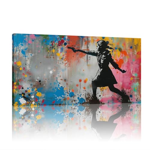 Toile Banksy moderne pour décoration murale de salon contemporain