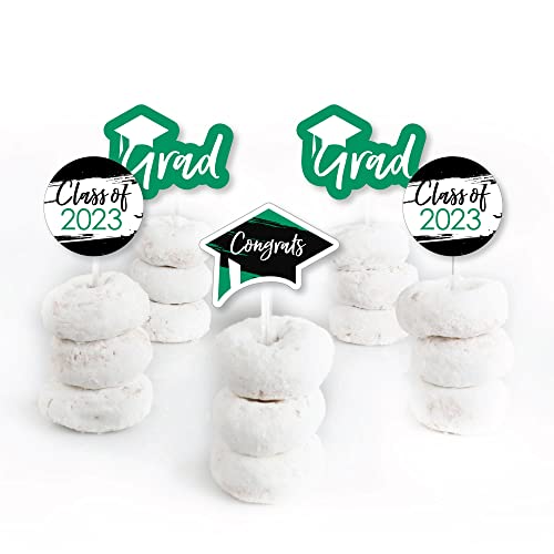 Big Dot Of Happiness Green 2023 Graduation Party - Dessert Cupcake Toppers - Clear Treat Picks - Set Of 24 #TOP1
