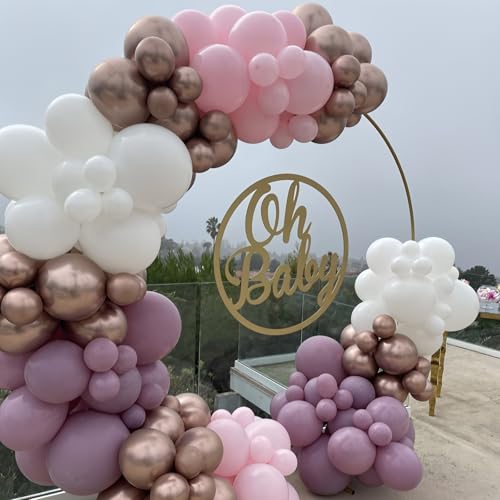 Image of Dusty Purple Balloons Arch Taro Purple Balloons Garland 103pcs Retro Lavender Lilac Balloon Different Sizes Helium Latex Balloon Boho Birthday Party Decoration Wildflower Bridal Baby Shower Wedding