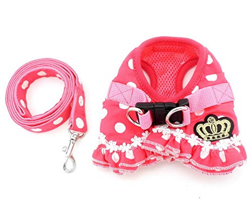 Brother Cat Dog Puppy Small Dog/Cat Dots Vest Harness Leash Set Mesh Padded No Pull Lead Pink M #TOP1