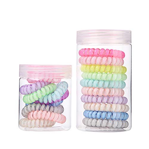 WECTORY Spiral Hair Ties, Coil Hair Ties, Phone Cord Hair Ties, Hair Coils, Hair Accessories for Women or Girls for Holiday and Daily, 20Pcs Mixed Pack