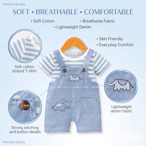 Image of Krishn Cotton Printed Dungaree Set | Kids Dress for Baby Boys and Baby Girls
