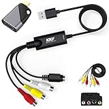 Kkf VHS to USB RCA Converter, Analog to Digital Video, Digital Video for VCR DSLR TV Box DVD Camera PS3 PS4,USB 2.0 Audio Capture Card Transfer Collector (RCA to USB A)