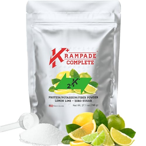 Krampade Whey Protein Fiber Supplement Electrolytes Powder | 30g Protein & 7g BCAA + 9g Soluble Fiber + 2,000mg Potassium + Magnesium Supplement| >2X More K+ Than Coconut Water