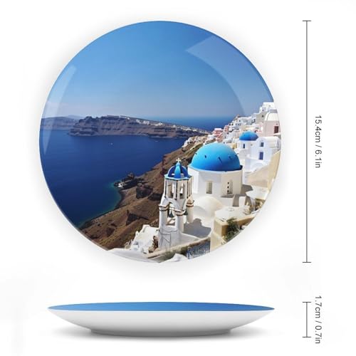 Plato decorativo Bone China vista isla Santorini 6 pulg miniatura 2