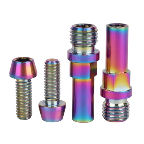 Image of Titanium Ti V-Brake Bosses Bolts, M10x1.25mm & M6x16mm Screws, for Bicycle (Rainbow, 2pcs M10+2pcs M6)