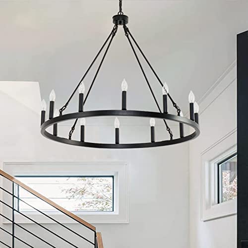 Chandelier roue de wagon 38 pouces pour l'éclairage de votre salon rustique