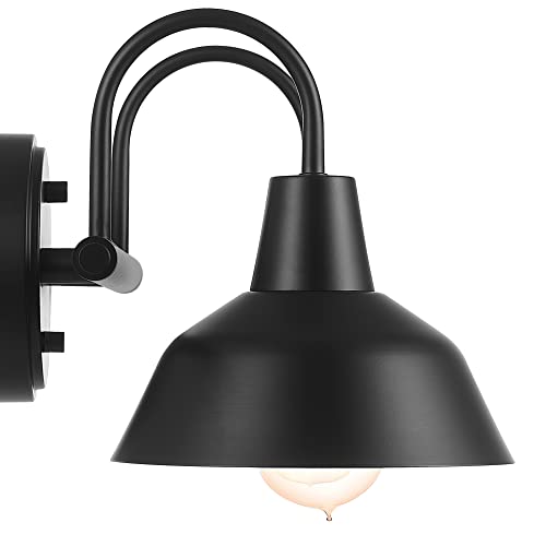 Image of Globe Electric 63000004 3-Piece Bathroom Set, Matte Black, 15.5 inch 2-Light Vanity Light, Towel Ring, Toilet Paper Holder, Bulb Not Included