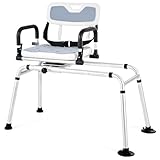 CO-Z Swivel Shower Chair with 360° Swivel Seat, Adjustable Tub Transfer Bench for Elderly & Disabled, Bathtub Chair with 330 lb. Weight Capacity Drainage Holes Safety Belt Pivoting Arms