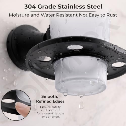 Image of Plantex 304 Grade Stainless Steel Tumbler Holder Stand with Spaces /ABS Material Toothbrush Stand for Basin /Bathroom Accessories - Niko (Black)