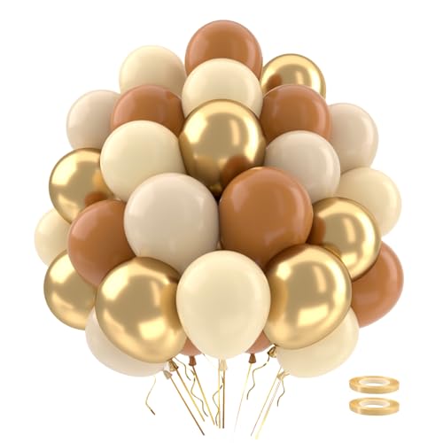 Ballons Anniversaire Marron, 62 Ballon Marron Et Beige Ballon Beige Ballons Nude Dorés BallonHelium Or Avec Rubans Pour Bapteme Mariage Anniversaire Garcon Baby Shower Decoration Champetre