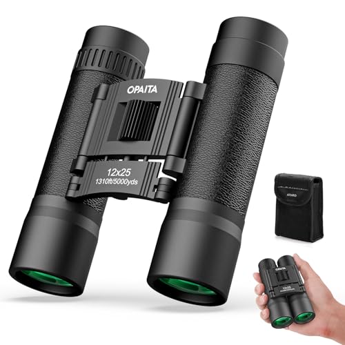 Opaita Jumelles pour Adultes et Enfants - 12x25 Jumelles Compactes Petites Poche Pliantes légères - pour Observation des Oiseaux Voyage Camping Théâtre et...