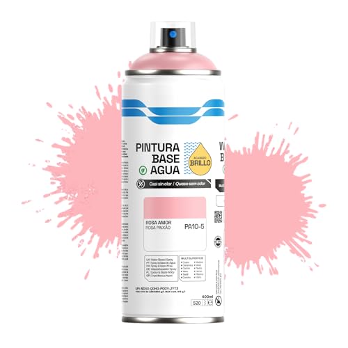 Etrexonline Pintura Spray Ecológica 400ml - Base Agua, Sin Olor - Para Muebles, Metal, Plástico y Madera - Colores Vivos y Permanentes, Cobertura Uniforme - Rosa Amor, 1 unidad