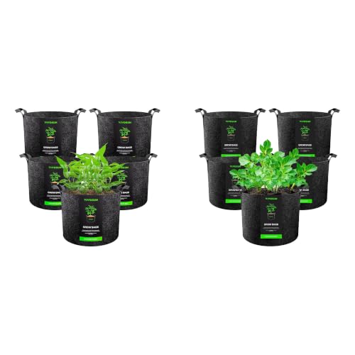 Image of VIVOSUN 5-Pack 2 Gallon and 5-Pack 1 Gallon Plant Grow Bags Fabric Pots with Handles