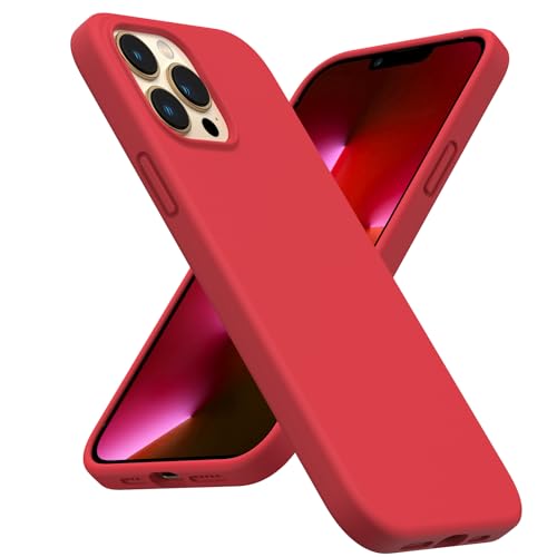 Image of ORNARTO Shockproof Liquid Silicone Designed for iPhone 13 Pro Max Case 6.7 inch, Gel Rubber Comprehensive Protection Anti-Shock Cover Case Drop Protection 6.7inch-Red