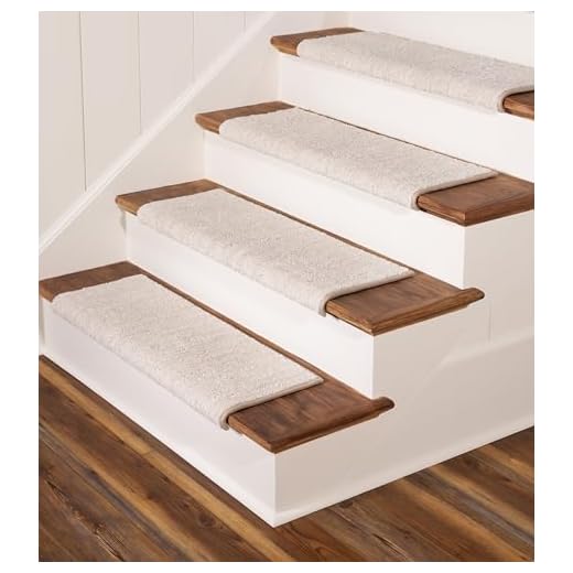 Oak Valley Designs™ Rounded Bullnose Carpet Stair Treads - Anti Slip Indoor Stair Mats for Wooden Stairs, Style: Brindle, Cottonwood, 35” W X 9.75" D (Set of 14)