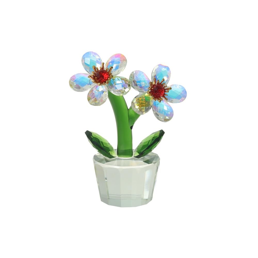 Huffa Twoflowersabcolor Artificial Sunflower Crystal Ornaments For Desktop Living Room Decor