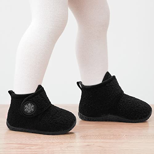 Leisfit LF-A03KDMX-BLACK-132 Baby Booties Boys Girls Boots Infant House Slippers Warm Soft Lightweight House Shoes thumb #6