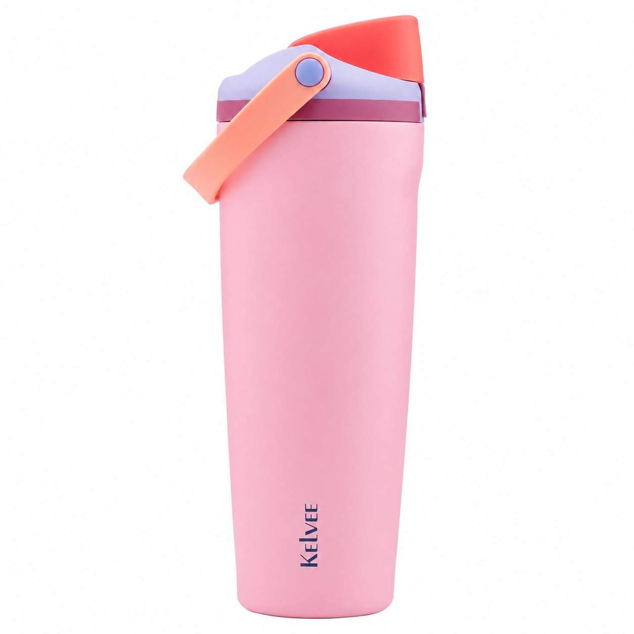 KELVEE FreeSip Sway 900ml Insulated Stainless Steel Water Tumbler with Two-Way Spout & Straw, Bucket Handle, Leak-Proof BPA-Free Sports & Travel Sipper for School, Gym & Outdoor (Bubblegum)