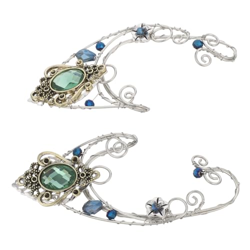 Baluue 2 Piezas Pendientes de Duende Verde con Diseño Elegante y Duradero sin Perforación Envoltura de Oreja para Disfraces de Accesorios Versátiles para Mujer Bodas y Fiestas