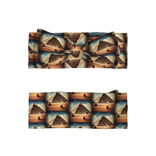 Dreaming of the Pyramids of Khufu Prints Baby Bow Headband - Super Stretchy Soft Bows Hair Accessories for Newborn Infant Toddlers Kids Girls - Elastic and Skin-Friendly2