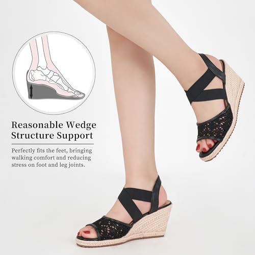 FUDYNMALC Sandals for Women Wedge Heels: Summer Dressy Platform Espadrilles Wedges - Comfortable Square Open Toe Wedding Shoes 20252