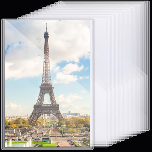 Henoyso 12 Pcs Poster Protector Sleeves 24 x 36 Inch Clear Plastic Poster Sleeves Frame Waterproof Rigid Print Sheet Protectors for Art Portfolio Storage Wall Display Magazines Photos Papers
