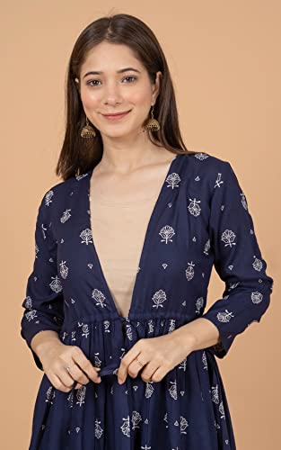 Image of Daevish Women's Tie Up Front Shrug Poncho Blue
