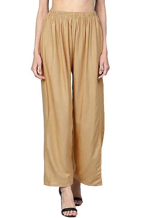 Women's & Girl's Stylish Rayon Flared Palazzo |Trendy Plazzo Pants | Trousers for Women | Relaxed Fit Solid Color Ethnic Wear Ankel Length Palazzos | 28 to 32 Waist Size. Pack of 1-image-48