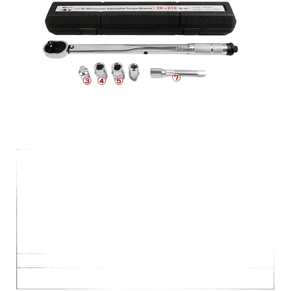 Juego de llaves dinamométricas ajustables, herramienta de trinquete de 1/2, tipo clic de 28-210 Nm, aleación Cr-V, kit de 6 llaves de vaso para reparación de automóviles