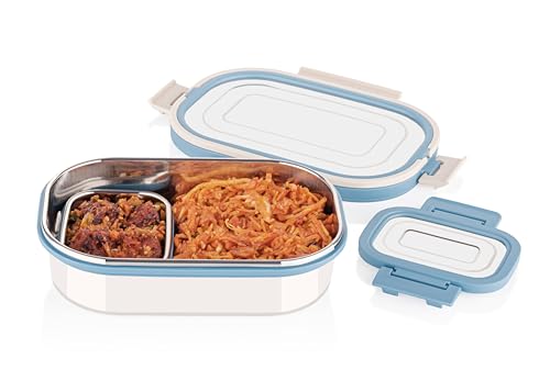Ritu Big Belly Airtight Lunch Box with Inner Steel Large Container with 200ml Veggie Box| Leak -Proof | BPA -Free | Food Grade | Keeps Food Hot and Fr