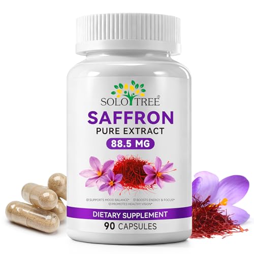 Saffron Supplement 88.5mg – Pure Saffron Extract Capsules for Mood, Energy & Vision Support – Vegan, Non-GMO, Gluten-Free, 90 Capsules, 3 Month Supply